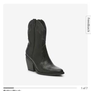 Black mid calf cowgirl boots